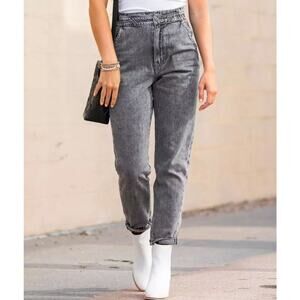 Kancan 90s Slouch Jeans Size 26 Washed Gray Ultra High Rise Waist Cropped Casual